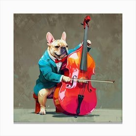 French Bulldog Playing Cello Canvas Print