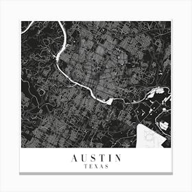 Austin Texas Minimal Black Mono Street Map  Square Canvas Print