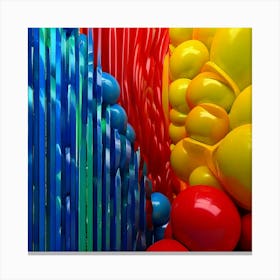 Firefly Red, Green, Blue, Yellow, Signal Colors, 3d, Flowing, Wall, Stripes, Balls, Vibrant, Colorfu Canvas Print