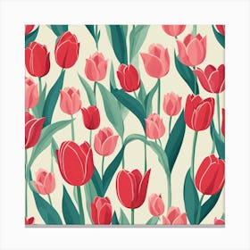 Seamless Tulip Pattern Canvas Print