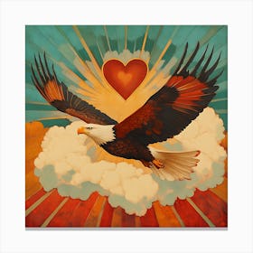 Art Deco Eagle with Heart-shaped Cloud 2 Canvas Print