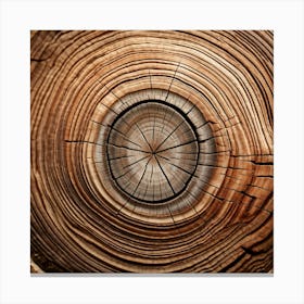 Close Up Of Natural Wood Grain Showcasing Concentric Tree Rings And Detailed Bark Texture Warm Eart Canvas Print