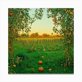 An Isolated Rustic Natural View Of A Bountiful Garden In Autumn Where A Plethora Of Verdant Pumpk (4) Canvas Print