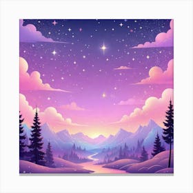 Sky With Twinkling Stars In Pastel Colors Square Composition 321 Canvas Print