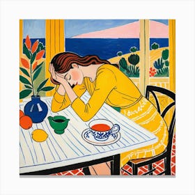 Woman At The Table 8 Canvas Print