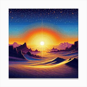 Sunset In The Desert,A New Dawn on Tatooine: A Mosaic of Hope Against the Sand Dunes 2 Canvas Print