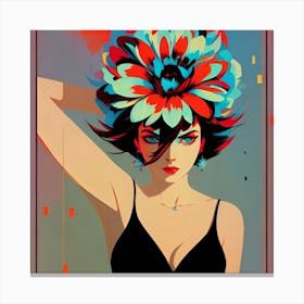 Girl With A Flower On Her Head Canvas Print