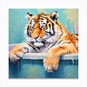 Tiger In The Tub Canvas Print