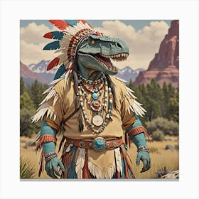 T-Rex Indian Canvas Print