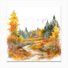 Watercolor Autumn Landscape 18 Canvas Print