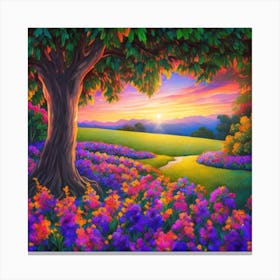 Sunset In The Garden Canvas Print