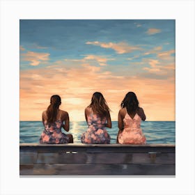 Three Girls At The Beach Canvas Print