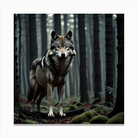 Wolf In The Forest 57 Canvas Print