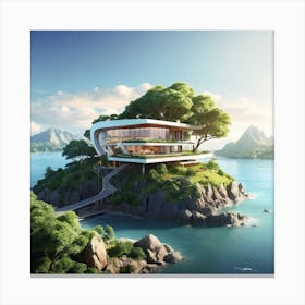Futuristic House On The Island 1 Canvas Print
