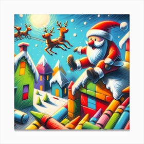 Super Kids Creativity:Santa Claus On The Roof Canvas Print