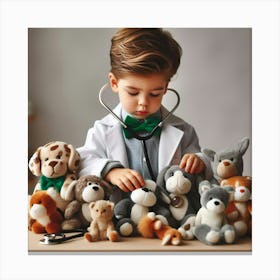 Doctor With Stuffed Animals Canvas Print