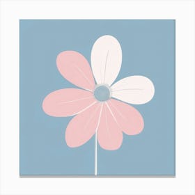 A White And Pink Flower In Minimalist Style Square Composition 166 Canvas Print