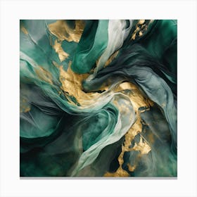 Emerald Gold Flow 20 Canvas Print