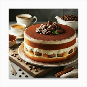 Coffee Cake With Coffee Beans Canvas Print