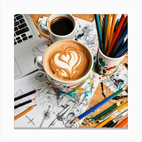 Coffee And Pencils 2 Canvas Print