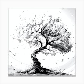 white and black cherry blossoms 5 Canvas Print