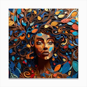 African Woman With Leaves 2 Canvas Print