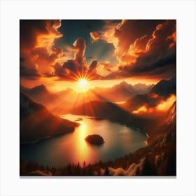 Sunset Over Lake 1 Canvas Print