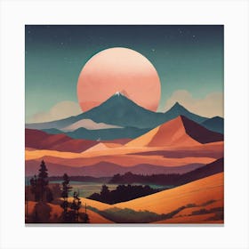 Boho Art Minimalist Landscape Mountains (16) Canvas Print