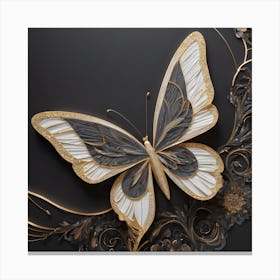 Butterfly On Black Background Canvas Print