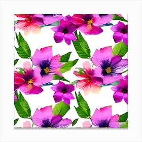 Watercolor Flower Pattern Canvas Print