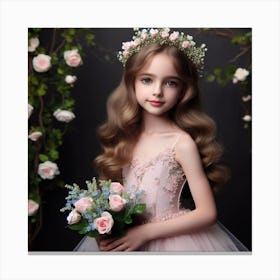 Flower Girl In Pink Dress Canvas Print