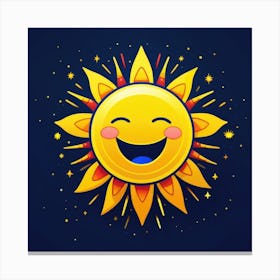 Lovely smiling sun on a blue gradient background 115 Canvas Print