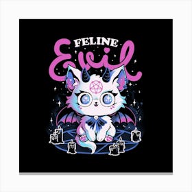 Feline Evil - Cute Dark Funny Evil Cat Gift 1 Canvas Print