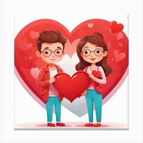 Couple Holding A Heart Canvas Print