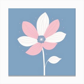 A White And Pink Flower In Minimalist Style Square Composition 362 Canvas Print