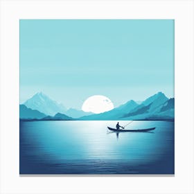 Man Fishing In A Canoe Canvas Print