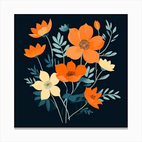 Flowers On A Black Background Canvas Print