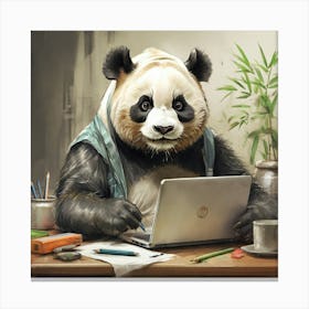 Panda Bear At Work 1 Canvas Print