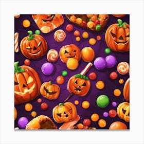 Halloween Candy Seamless Pattern 3 Canvas Print