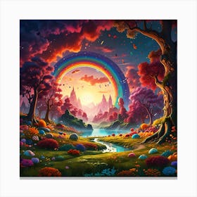 Rainbow In The Forest Canvas Print