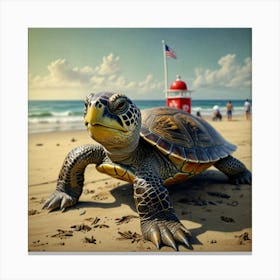 Turtle On The Beach 15 Canvas Print