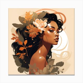 Black Woman With Flowers 4 Canvas Print