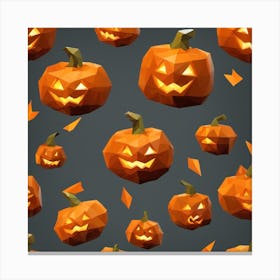 Low Poly Halloween Pumpkins 1 Canvas Print