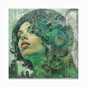 Woman With Green Hair Canvas Print