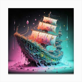 The ship is in neon colors Canvas Print