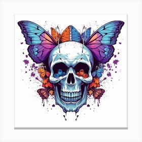 Skull With Butterflies Canvas Print