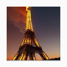 Fires Of Revolution Illuminating The Eiffel Tower Canvas Print