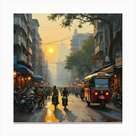 Sunset In Kolkata Canvas Print