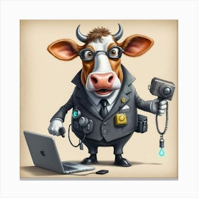 Cow In A Suit 7 Canvas Print