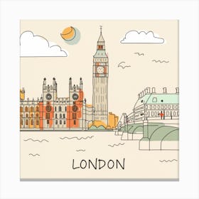 London Map Minimal Line Painting(2) Canvas Print